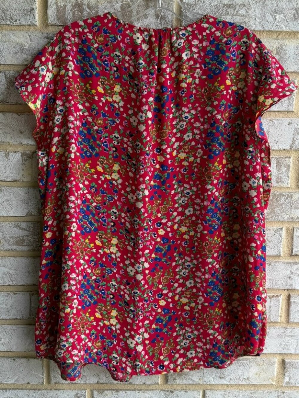 Cynthia Rowley Short Sleeve Button V-Neck Floral Blouse Women's Size 1X - Picture 2 of 8